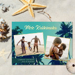 Carte De Vœux En Aluminium Palmiers Mele Kalikimaka Deux photos<br><div class="desc">Vous cherchez des cartes de Noël à thème plage à envoyer à la famille et aux amis? Ce magnifique carte photo de vacances présente un tableau représentant des palmiers comme arrière - plan, ainsi que 2 modèles photo. La typographie élégante dit, "Mele Kallikimaka" en papier d'aluminium, et les photos sont...</div>