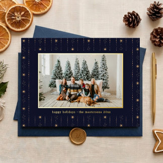 Carte De Vœux En Aluminium Papier Peint Étoiles Bleues Et Dorées Photo