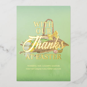 Carte De Vœux En Aluminium Pâques Panier Fleur Vert Merci Pâques Affaires