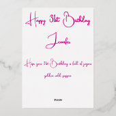 Carte De Vœux En Aluminium Pavot rose et argenté Aquarelle sauvage vieilli An (Verso)