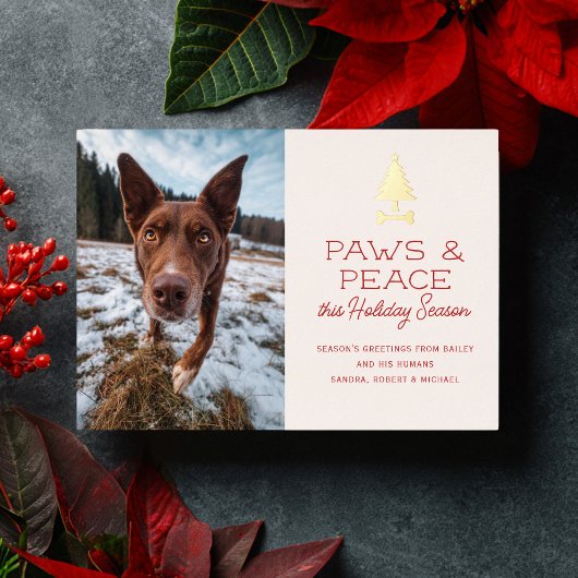 Carte De Vœux En Aluminium Paws Peace Festive Dog Pet Photo Christmas