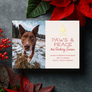 Carte De Vœux En Aluminium Paws Peace Fête de Noël Photo de Chien Animal de C