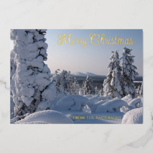 Carte De Vœux En Aluminium Paysage d'hiver enneigé Joyeux Noël