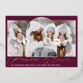 Carte De Vœux En Aluminium Peace love arc moderne 3 photos script prum (Recto)