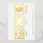 Carte De Vœux En Aluminium Peace Love Forensics Custom Forensic Lab Gold<br><div class="desc">Si vous trouvez la science légale fascinante,  c'est la carte de vacances parfaite pour un scientifique légiste. Il comporte un signe de paix,  un coeur et une empreinte digitale pour un détective dans une enquête sur les lieux du crime. Customisez avec votre laboratoire ou un autre texte.</div>