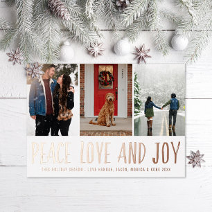 Carte De Vœux En Aluminium Peace Love Joy Multi-photo