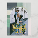 Carte De Vœux En Aluminium Peace Love Light | Bonne photo Hanoukka<br><div class="desc">Célébrez l'esprit d'Hanoukka avec des amis et de la famille avec nos magnifiques cartes photos. Il est doté d'une disposition moderne de conception de cadre en arc et de lettres de script tendance. Une photo principale à l'avant avec une pièce à l'arrière pour votre salutation personnalisée. Ajoutez votre libellé personnalisé...</div>