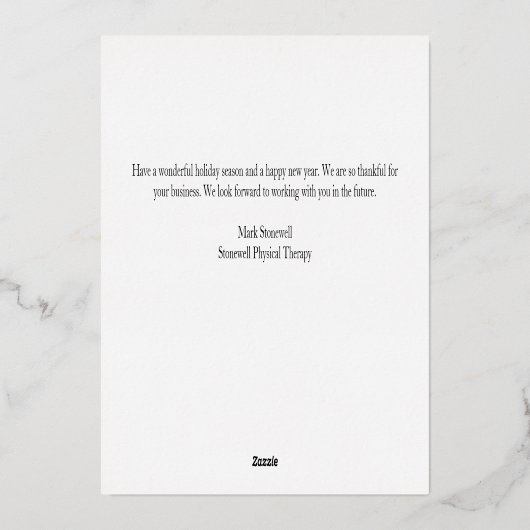 Carte De Vœux En Aluminium Peace Love PT Thérapie physique Custom Gold (Verso)