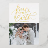 Carte De Vœux En Aluminium Peace On Earth Script Photo (Recto)