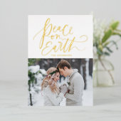 Carte De Vœux En Aluminium Peace On Earth Script Photo (Debout devant)