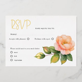 Carte De Vœux En Aluminium Pêcher rose sauvage aquarelle RSVP