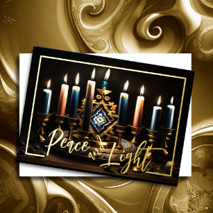 Carte De Vœux En Aluminium Peinture de bougies Menorah