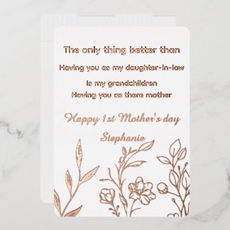 Carte De Vœux En Aluminium Personalized daughter in law 1st mother's day 