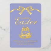 Carte De Vœux En Aluminium Personalized Spring Easter Egg Gold Bow (Recto)