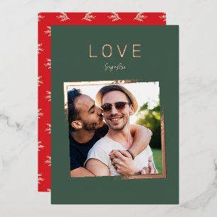 Carte De Vœux En Aluminium photo à CADRE ÉPHÉMÈRE simple AMOUR OR ROSE