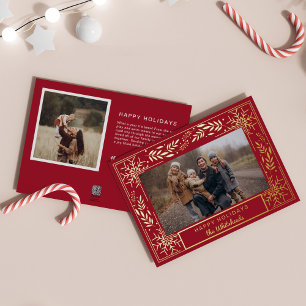 Carte De Vœux En Aluminium Photo Art Déco Neige Joyeux Fêtes