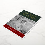 Carte De Vœux En Aluminium Photo Colorblock<br><div class="desc">Moderne Vacances Minimaliste | Colorblock Photo Foil Carte de vacances. Caractéristiques,  filtre photo noir et blanc.</div>