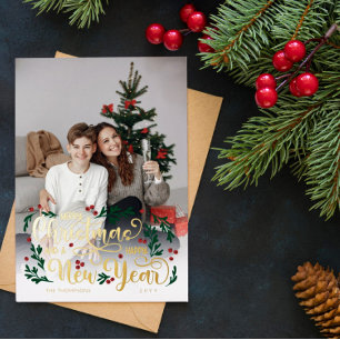 Carte De Vœux En Aluminium Photo de baies Joyeux Noël Bonne Année