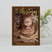 Carte De Vœux En Aluminium Photo de bébé de 1er Noël (Debout devant)