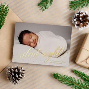 Carte De Vœux En Aluminium Photo de bébé pour une nuit silencieuse et joyeuse