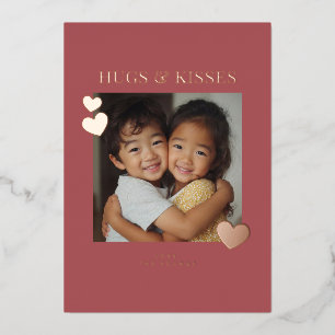 Carte De Vœux En Aluminium Photo de cœur avec des câlins et des baisers doux