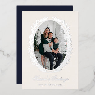 Carte De Vœux En Aluminium Photo de couronne de Noël botanique