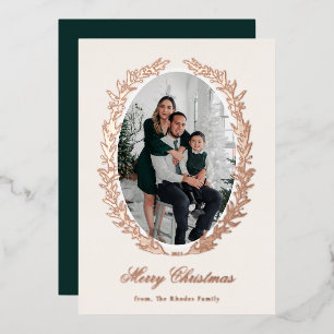 Carte De Vœux En Aluminium Photo de couronne de Noël botanique