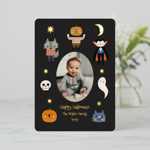 Carte De Vœux En Aluminium Photo de famille de bébé avec des monstres d'Hallo