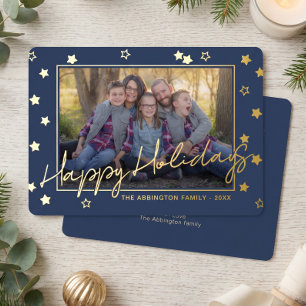 Carte De Vœux En Aluminium Photo de famille élégant et chic sur fond doré