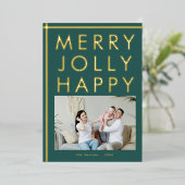 Carte De Vœux En Aluminium Photo de famille joyeuse et heureuse Noël Or (Debout devant)