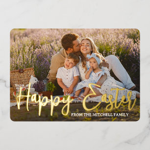 Carte De Vœux En Aluminium Photo de famille Joyeuses Pâques personnalisé en O