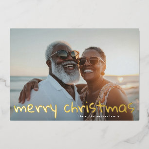 Carte De Vœux En Aluminium Photo de famille Joyeux Noël Gold Fun