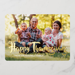 Carte De Vœux En Aluminium Photo de famille joyeux Thanksgiving personnalisé