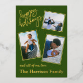 Carte De Vœux En Aluminium Photo de famille personnalisée "Joyeuses Fêtes" en (Recto)