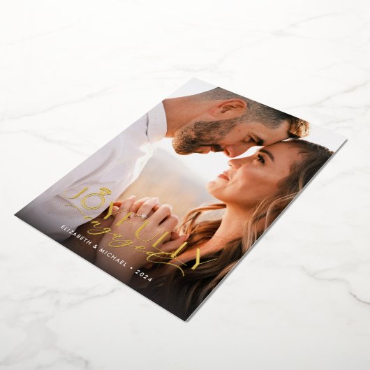 Carte De Vœux En Aluminium Photo de fiançailles Joyeusement Fiancés (Rotation)