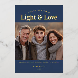 Carte De Vœux En Aluminium Photo de Hanukkah Lumière et Amour