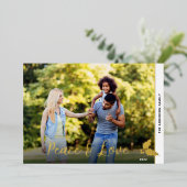 Carte De Vœux En Aluminium Photo de houx de Noël Paix & Amour Or (Debout devant)