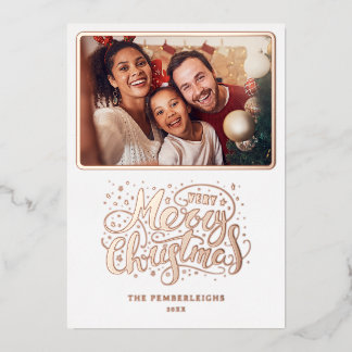Carte De Vœux En Aluminium Photo de Joyeux Noël en calligraphie moderne