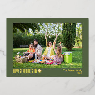Carte De Vœux En Aluminium Photo de la famille Shamrock du Jour de la Saint P