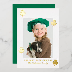 Carte De Vœux En Aluminium Photo de la Saint-Patrick minimaliste trèfle vert
