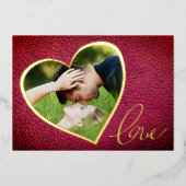 Carte De Vœux En Aluminium Photo de la Saint-Valentin avec impression en cuir (Recto)
