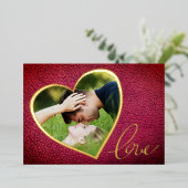 Carte De Vœux En Aluminium Photo de la Saint-Valentin avec impression en cuir (Debout devant)