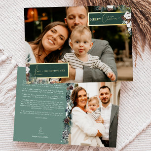 Carte De Vœux En Aluminium Photo de lettre d'information de famille vintage à