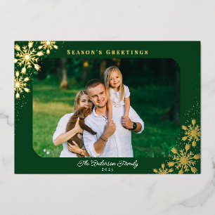 Carte De Vœux En Aluminium Photo de Noël à coins arrondis en or
