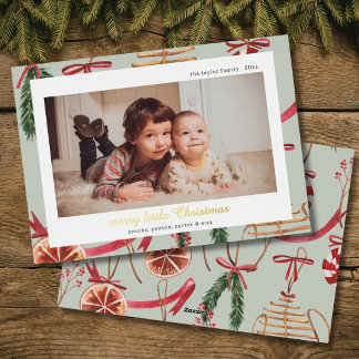 Carte De Vœux En Aluminium photo de Noël à l'eau moderne rustique avec feuill