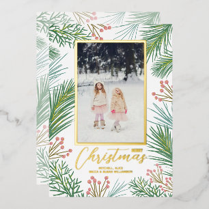 Carte De Vœux En Aluminium Photo de Noël aux baies de pins