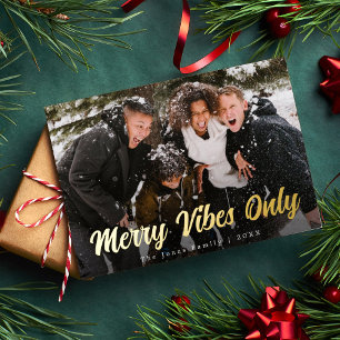 Carte De Vœux En Aluminium Photo de Noël aux vibrations joyeuses et élégantes