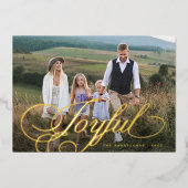 Carte De Vœux En Aluminium Photo de Noël avec écriture élégante et joyeuse (Recto)