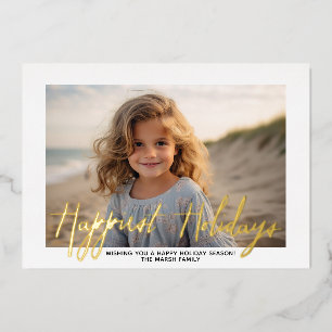 Carte De Vœux En Aluminium Photo de Noël - avec Meilleurs Vœux de Fêtes en Or