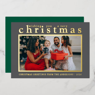 Carte De Vœux En Aluminium Photo de Noël avec typographie gras minimaliste mo